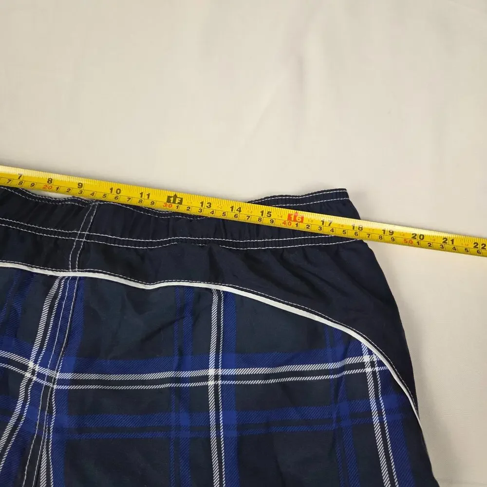 Ocean Pacific OP Mens Swim Trunks Board Shorts Blue White‎ Plaid Size L